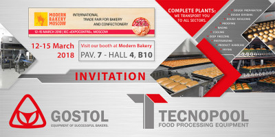 Invitation on exhibition Modern Bakery Moscow, 12th - 15th March 2018