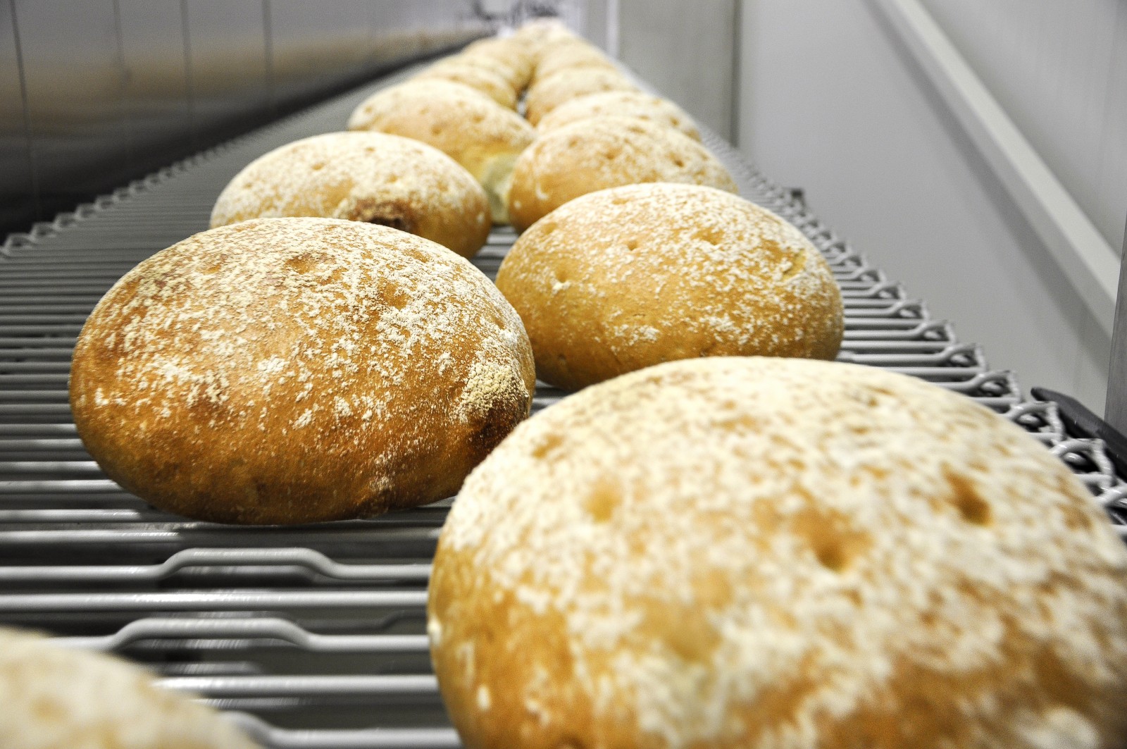 Line for free baked round bread